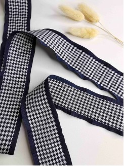 Лента с волнистым краем "Гусиная лапка" 4см. (темно-синий), метр